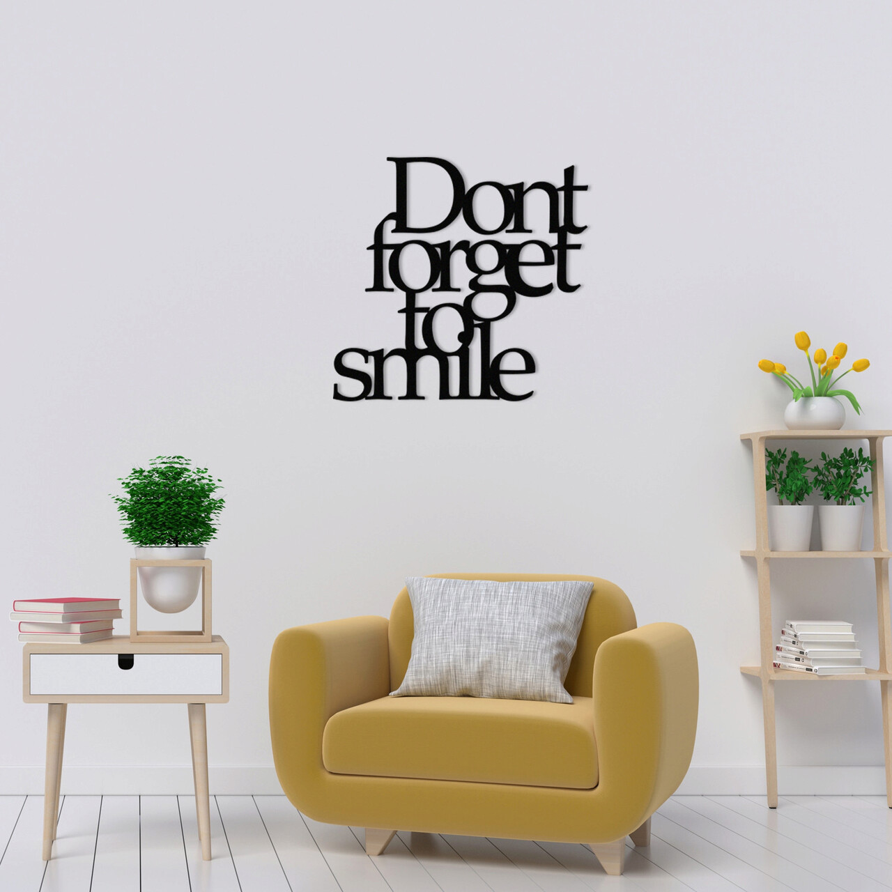 Decoratiune de perete, Dont Forget To Smile Metal Decor, metal, 70 x 67 cm, negru - 1 | YEO