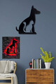 Decoratiune luminoasa LED, Cat n Dog, MDF, 60 LED-uri, Rosu