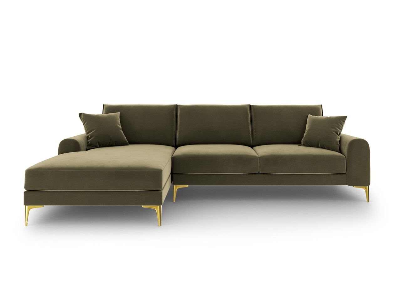 Coltar stanga, Madara, Mazzini Sofas, 5 locuri, gold legs, 254x182x90 cm, catifea, verde - 1 | YEO