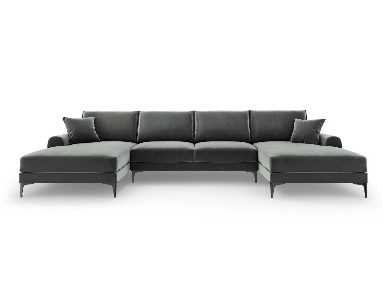 Coltar panoramic, Madara, Mazzini Sofas, 6 locuri, 334x182x90 cm, catifea, gri inchis - 2 | YEO