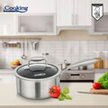 Cratita cu capac 2 L, Titanium, Cooking by Heinner, 18x9 cm, inox/sticla, argintiu