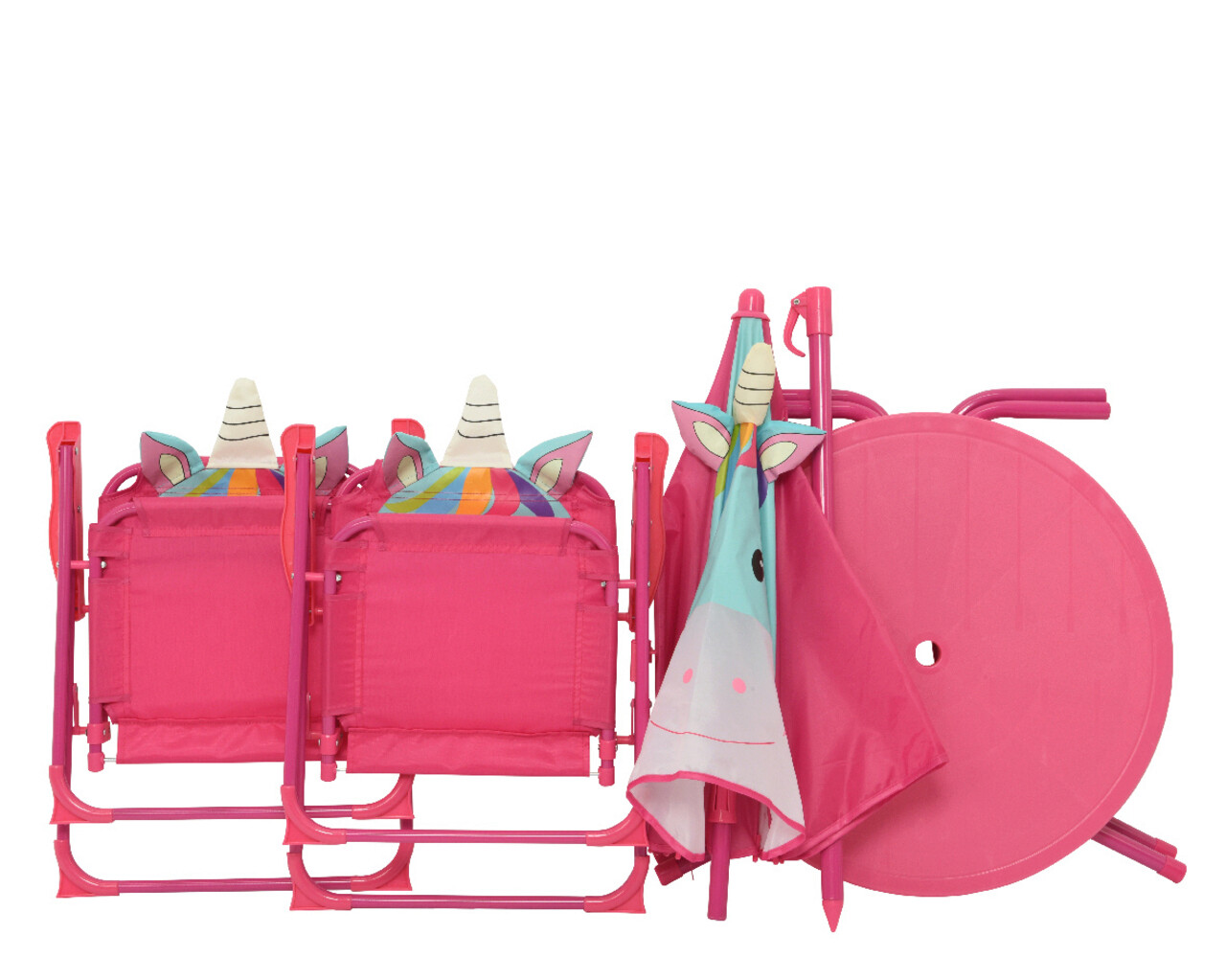 Set mobilier de gradina pentru copii Unicorn, Decoris, 4 piese, fier/poliester, roz