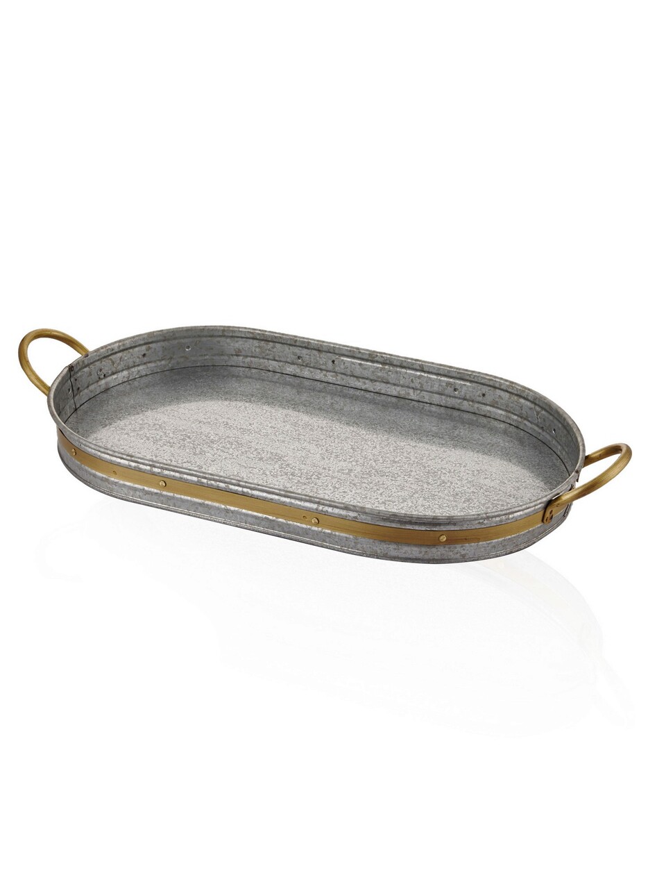 Tava pentru servire, Mia - Kitchenware, 280TMA1792, 100% GALVANIZAT / , Dimensiune: 66 x 32 x 4 cm, Gri / Auriu