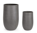 Set ghivece pentru exterior 2 piese Tressage, Bizzotto, Ø47 x 75 cm, fibra de sticla si argila, gri antracit