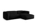 Coltar modular dreapta 2 locuri, Martina-169, Micadoni Home, 283x176x75 cm, tesatura structurata catifelata, negru