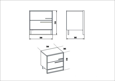 Noptiera Polka, Zena Home, 50x38.5x51.8 cm, auriu/alb