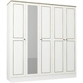 Dulap pentru haine Ravenna 5 Kapili White, Talon, 175 x 47.2 x 194 cm, alb/auriu