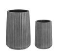 Set ghivece pentru exterior 2 piese Halong Cylinder, Bizzotto, Ø45 x 66 cm, fibra de ciment si argila, gri