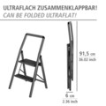 Scara pliabila cu 2 trepte, Wenko, Compact, 6 x 91.5 x 45.5 cm, sistem antiderapant, aluminiu/plastic, gri