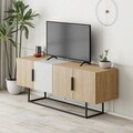 Comoda TV, Homitis, Tontini, 140x55x37.5 cm, Stejar / Alb