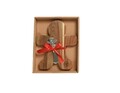 Platou pentru branzeturi cu cutit Gingerbread Man, Decoris, 19x21.5 cm, lemn de salcam, maro