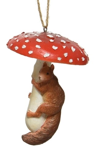 Glob Squirrel w mushroom, Decoris, 7.5x7.8x11.3 cm, poliester, multicolor