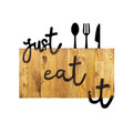 Decoratiune de perete, Just Eat It, Metal/lemn, Dimensiune: 58 x 3 x 52 cm, Nuc / Negru