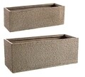 Set 2 jardiniere pentru exterior Rectangular, Bizzotto, 80 x 30 x 30 cm, fibra de sticla si argila, natural