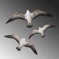 Decoratiune de perete, Flying Seagulls, Poliester, Alb/Negru