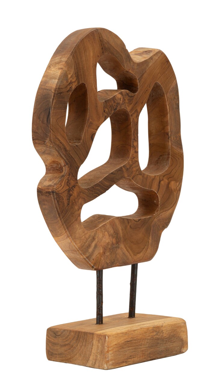 Sculptura decorativa Lubang, Mauro Ferretti, 25x10x38 cm, tec reciclat, lucrat manual, model unicat, maro