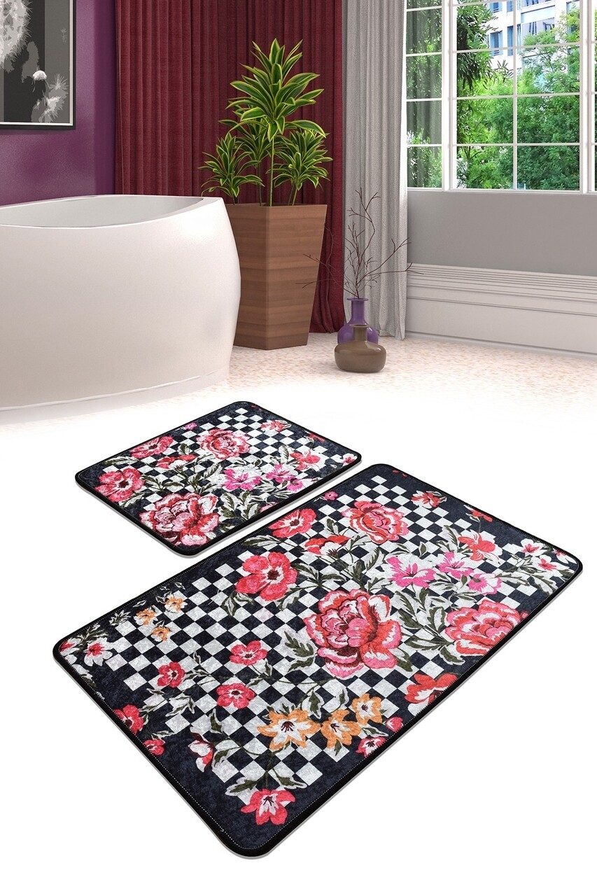 Set 2 Covorase De Baie Black Rose, Chilai, 50x60 Cm/60x100 Cm, Multicolor