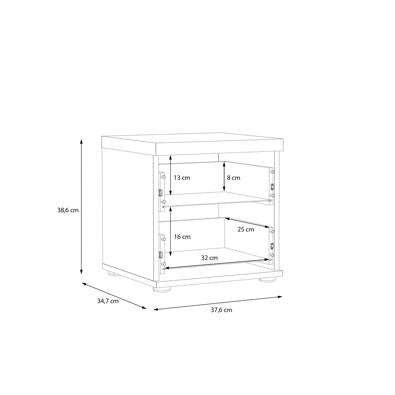 Noptiera Wijk, Bedora, 37.6x34.7x38.6 cm, PAL/plastic, sonoma/alb