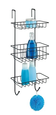 Etajera suspendabila pentru dus, Wenko, Revigo, 22.5 x 57 x 18.5 cm, inox, negru