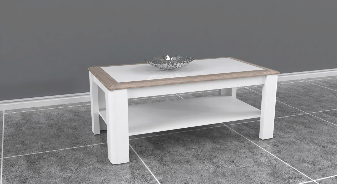 Masuta de cafea Brielle, Bedora, 110x60x45 cm, PAL/MDF, stejar/alb