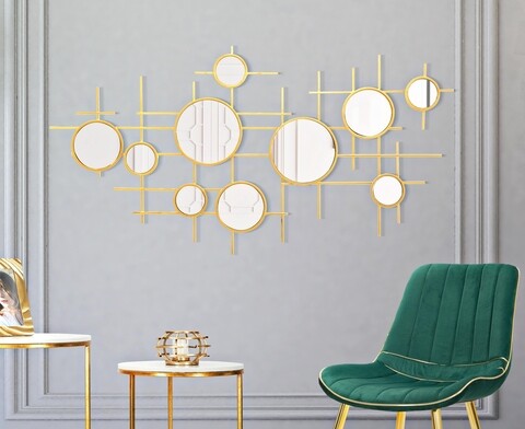 Oglinda decorativa Gloxy, Mauro Ferretti, Ø 117 cm, fier, auriu