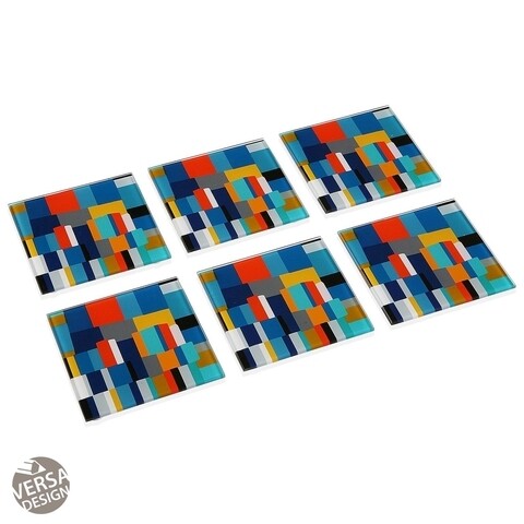 Set 6 suporturi pentru pahare Etna, Versa, 10x10 cm, sticla