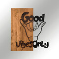 Decoratiune de perete, Good Vibes, lemn/metal, 50 x 58 cm, negru/maro