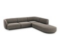 Coltar dreapta 6 locuri, Miley, Micadoni Home, BL, forma rotunjita, 258x248x74 cm, poliester chenille, gri