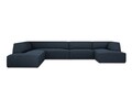 Coltar panoramic stanga 7 locuri, Ruby, Micadoni Home, BL, 366x273x69 cm, poliester, albastru navy