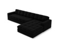 Coltar dreapta 4 locuri, Justin, Micadoni Home, BL, 236x160x72 cm, catifea, negru