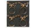 Set 4 inele de servetele Reindeer, Decoris, 5.5x3.7x3 cm, zinc, auriu