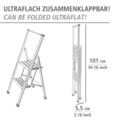 Scara pliabila, Wenko, 2-step, 44 x 101 x 5.5 cm, aluminiu/plastic, alb