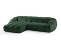 Coltar stanga 4 locuri, Diana-192, Micadoni Home, 334x182x72 cm, catifea structurata, verde