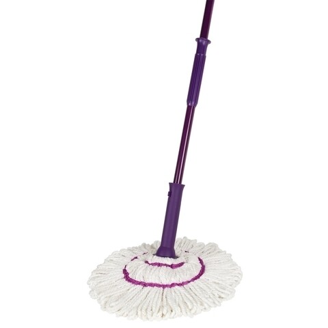 Mop Click-Click, Oti, microfibra, 130 cm, alb/mov