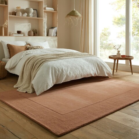 Covor Textured Border Orange, Flair Rugs, 200x290 cm, lana, portocaliu