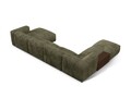 Coltar panoramic stanga 5 locuri design modular, Martina-212, Micadoni Home, 406x280x75 cm, velur, verde muschi