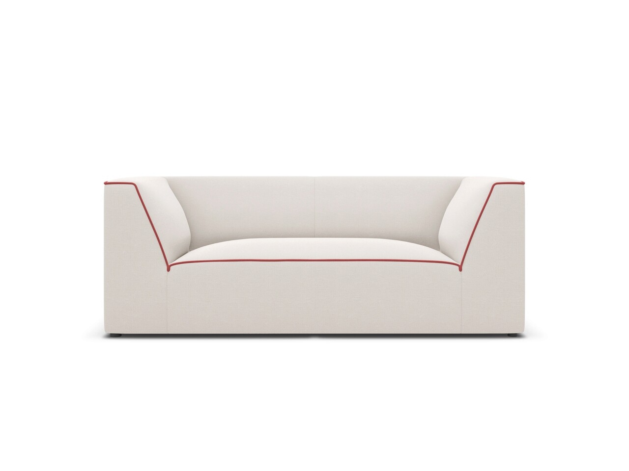 Canapea 2 locuri, Ruby, Micadoni Home, BL, 174x93x69 cm, tesatura chenille, bej/rosu