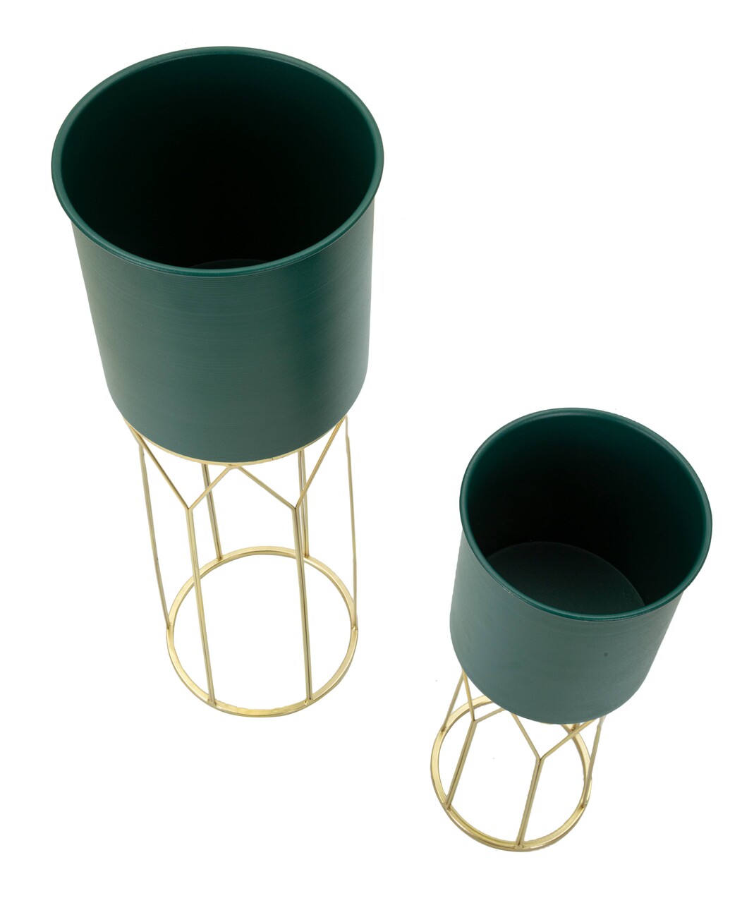 Set 2 ghivece Grent Stand, Mauro Ferretti, 23x23x70 cm, fier, verde/auriu