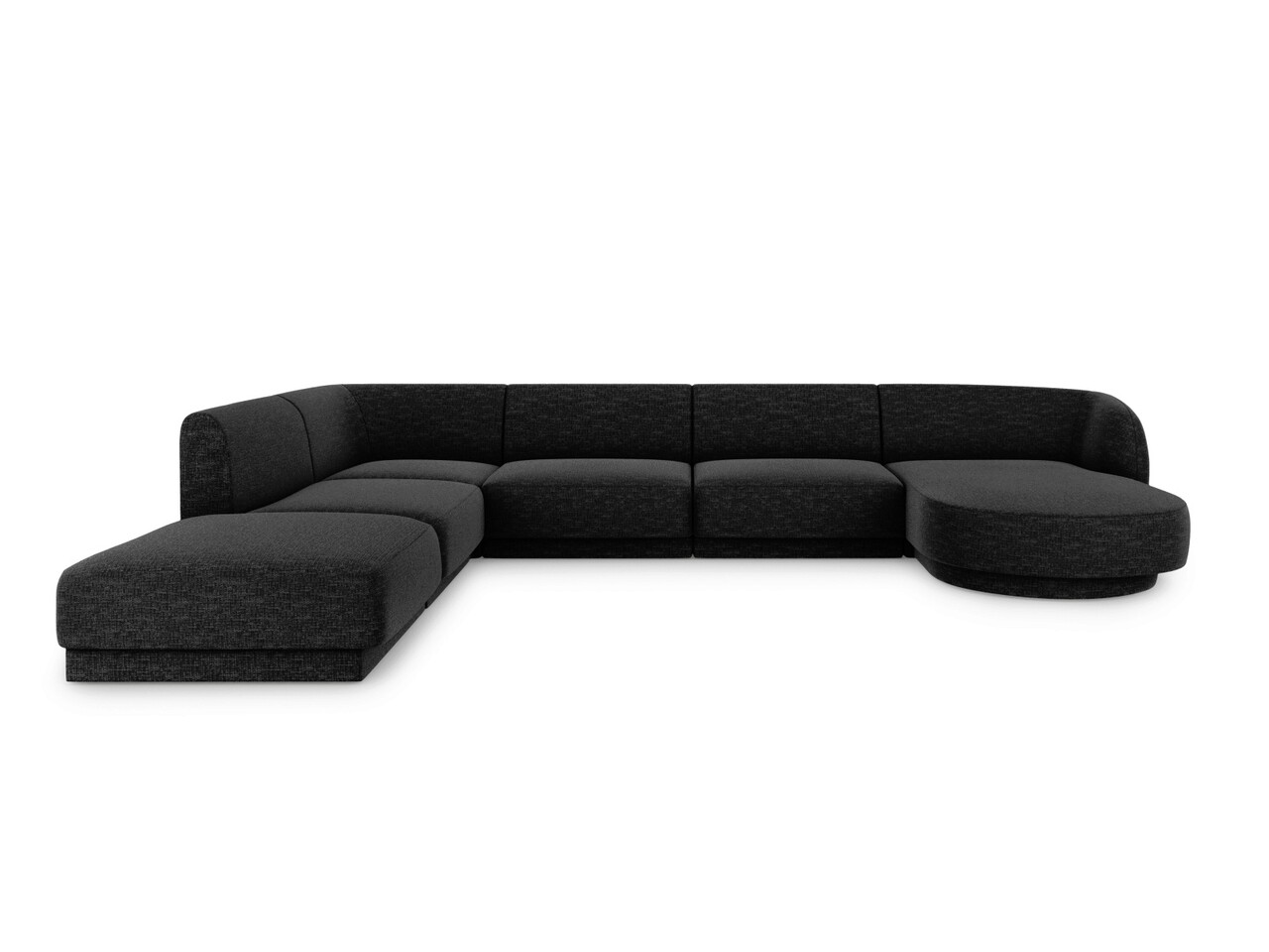 Coltar panoramic stanga 6 locuri, Miley, Micadoni Home, BL, 327x245x74 cm, poliester chenille, negru