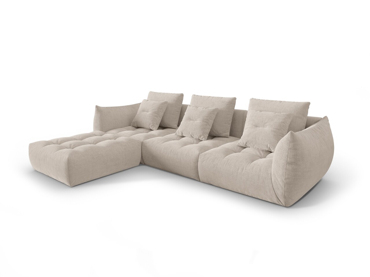 Coltar modular reversibil 2 locuri, Bloom-86, Micadoni Home, 332x216x95 cm, tesatura structurata, bej inchis