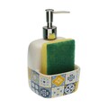 Dozator pentru detergent de vase cu suport burete Mosaic Yellow, Versa, 9.4x17.8 cm, ceramica