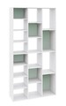 Biblioteca Artic 2836, Bizzotto, 92x30x178 cm, MDF, alb/verde sage