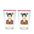 Set 2 pahare Frida Kahlo, Homla, 380 ml, sticla, multicolor