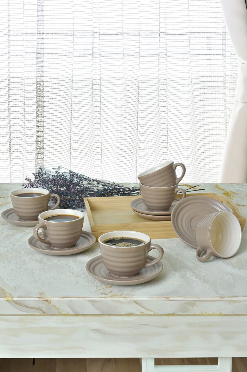 Set pentru ceai, Keramika, 275KRM2219, 100% CERAMICA / , Nu absoarbe apa, Taupe Mat