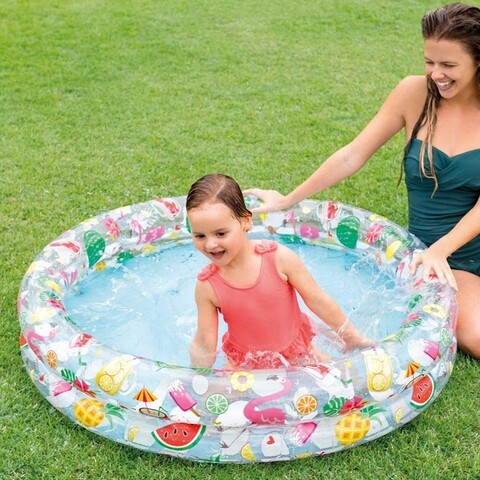 Piscina gonflabila rotunda pentru copii Fruity, 122x25 cm, 150 L, polivinil, multicolor