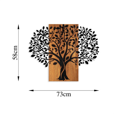 Decoratiune de perete, Magical Tree, Lemn/metal, Dimensiune: 73 x 58 cm, Nuc / Negru