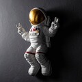 Decoratiune, Peace Sign Astronaut, 35x47x10 cm, Poliester, Alb/Auriu