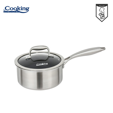 Cratita cu capac 2 L, Titanium, Cooking by Heinner, 18x9 cm, inox/sticla, argintiu