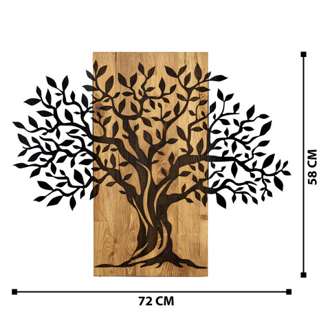 Decoratiune de perete, Söğüt, Metal, Cadru: 100% LEMN (grosime: 3 cm), Nuc negru