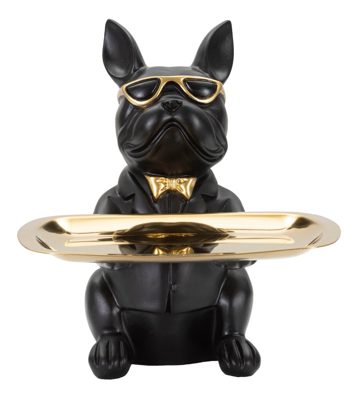 Statueta decorativa, Bull Dog, Mauro Ferretti, 19 x 20 x 23.5 cm, polirasina, negru/auriu - 1 | YEO